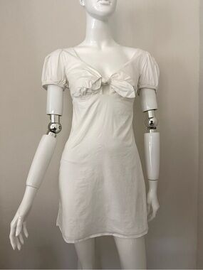 wild fable White Tie-Front Puff-Sleeve Mini Dress